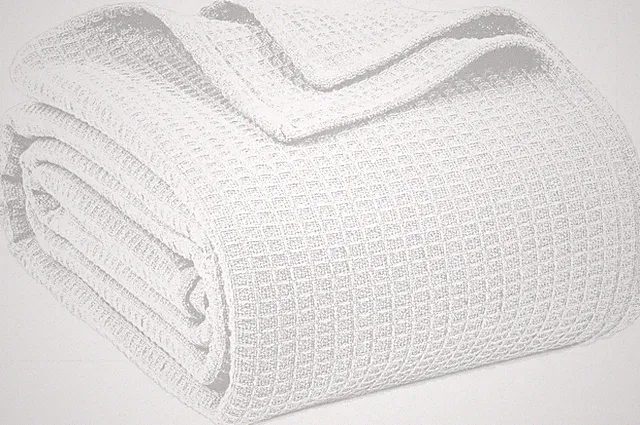 100% Cotton Blankets Queen Size for Bed - Waffle Weave Blankets for Summer, Ligh