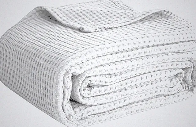 100% Cotton Waffle Weave Blanket Throw 50x60 White Lightweight Summer Blanket PQ