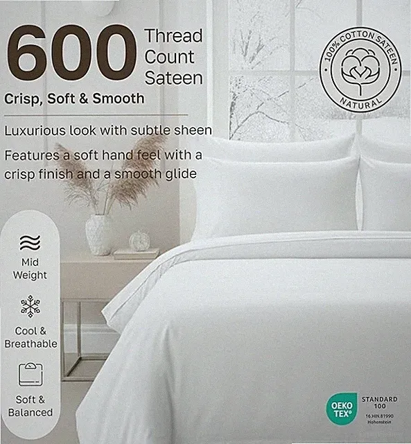 California Design Den Full SizeSheet Set 600 CT Bright White 100% Corton
