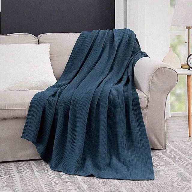 Chezmoi Collection 100% Cotton 4 Layer Lightweight Muslin Blanket Summer Throw