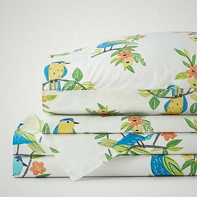 Company Cotton Summer Prints Cotton Percale Bed Sheet Set 200TC- Bird Days, King