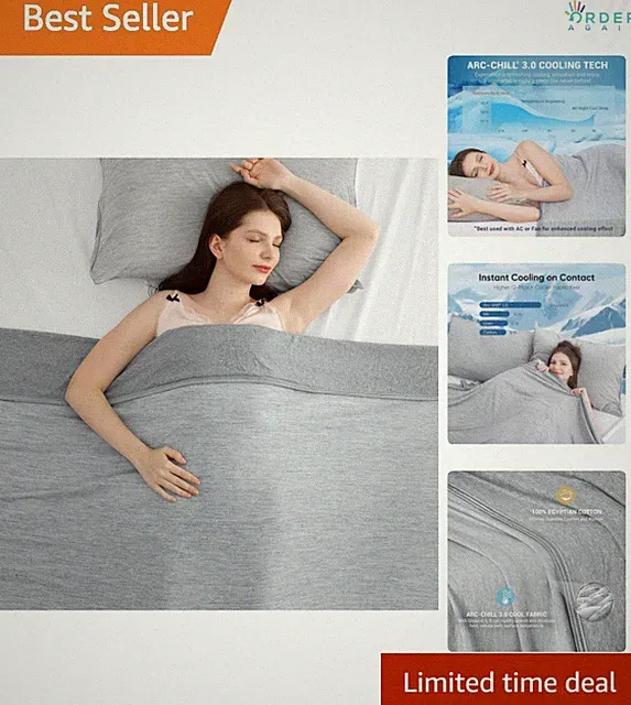 Cooling Blanket Twin Ultra Light Summer Heat-Absorbing Sleep Cover for Night...