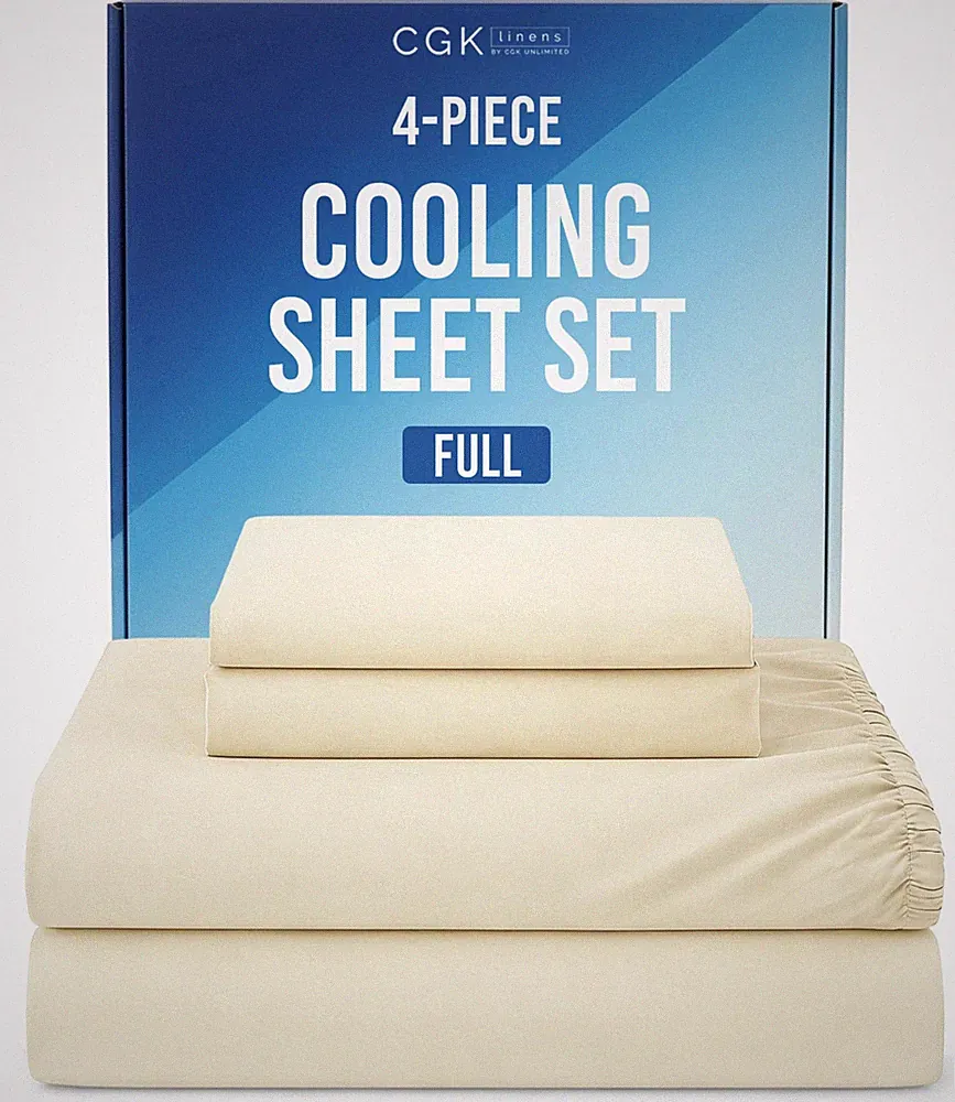 Cooling Sheets Set Full Size - 4 Piece Summer Bed Sheets for Hot Sleepers & N...