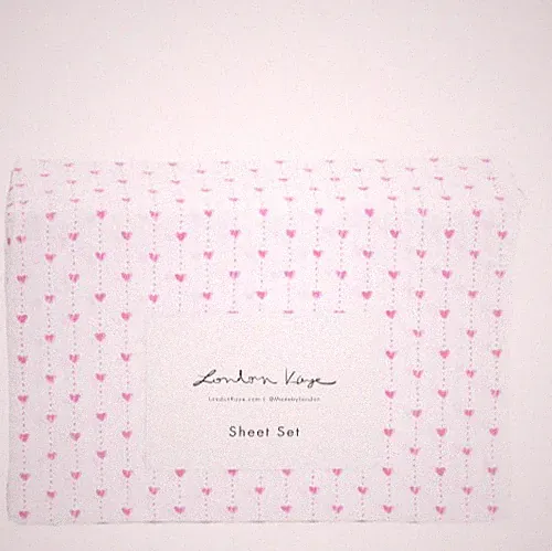 KING Sheet Set Pink Heart Striped sheets hearts love London Kaye summer NEW