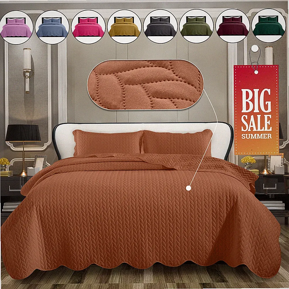 Luxurious Embossed Bedspread Reversible Plush Coverlet Soft Quilt Summer Bedding