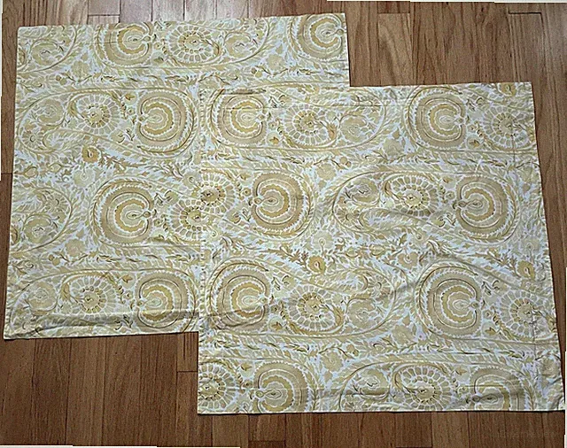 Pottery Barn Painterly Paisley Yellow Euro Shams Set (2) Cotton