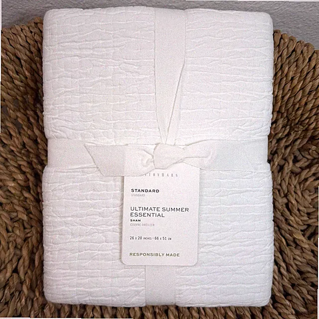 POTTERY BARN ULTIMATE SUMMER ESSENTIAL QUILTED SHAM, (1) STANDARD ~ WHITE